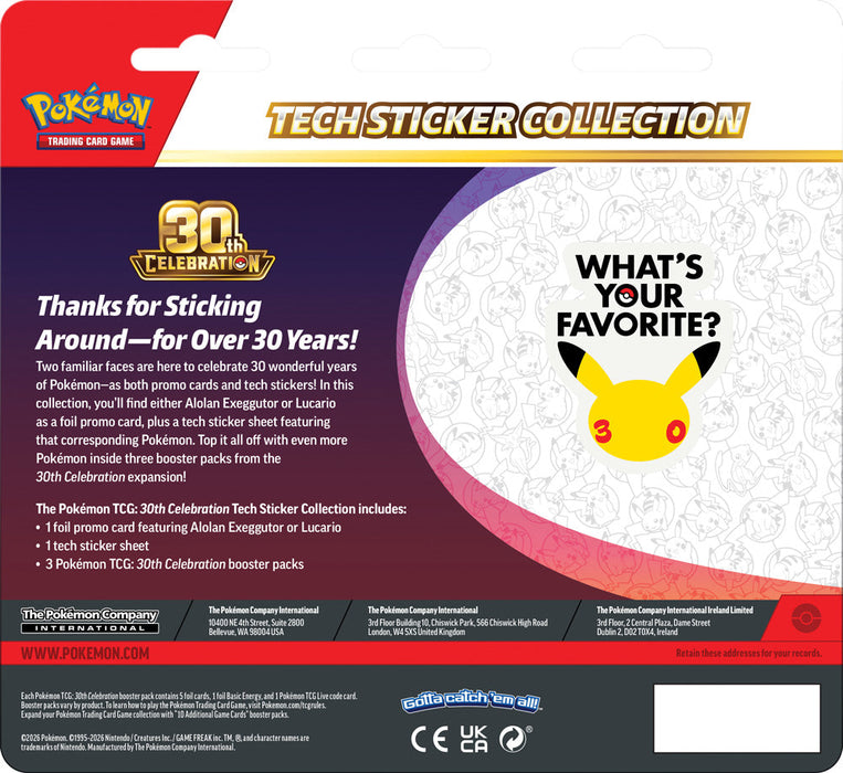 Pokemon - TCG - 30th Celebration Tech Sticker Collection